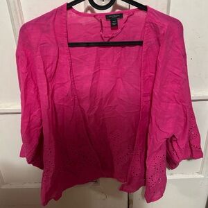 Ann Taylor Factory Pink Eyelet Cardigan SIZE XS/S Valentine’s Day